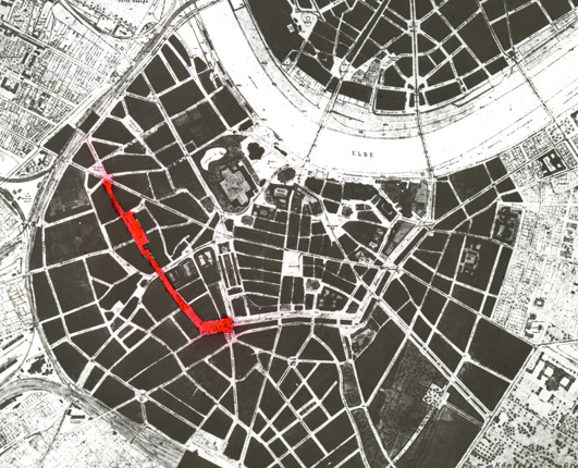 Geplanter Durchbruch durch Dresden Altstadt 1929