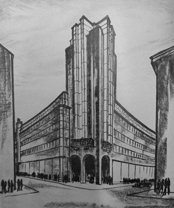 Warenhaus Tietz Dresden - Entwurf geplanter Neubau 1929 von Prof. Max Hans Khne