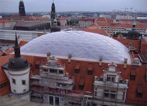 Foliendach vom Schlossturm aus gesehen,