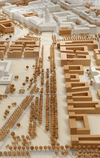 Stadtmodell neuer Stadtraum Lingnerallee und Herkulesallee