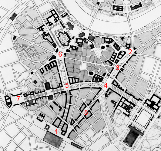 Plan: Neugestaltung der Innenstadt Dresden - Stand November 1938 mit Einzelprojekten