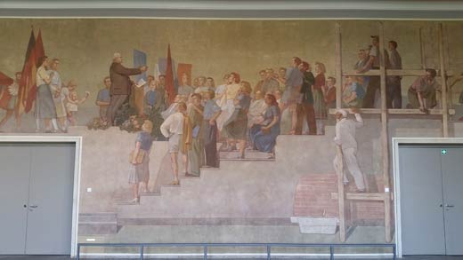 Wandbild TU Dresden (Ausschnitt): Wilhelm Pieck spricht zu den Studenten. Von Alfred Hesse und Erich Gerlach 1954