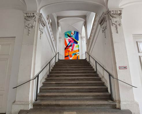 Symmetrische gegenlufige Barocktreppe im Foyer des Japanischen Palais Dresden Neustadt
