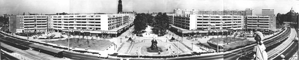 Panorama-Fotocallage vom Neustädter Markt und der Hauptstraße 1980